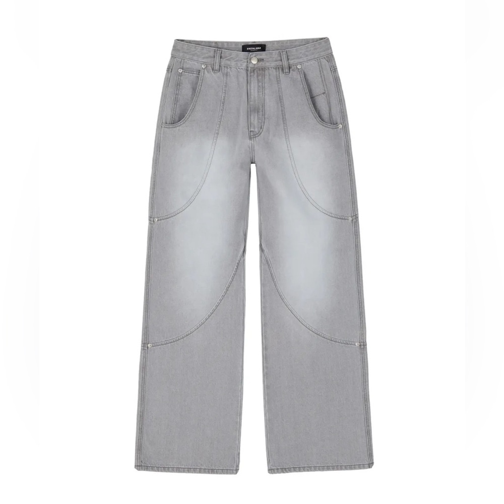 Gray Wide Leg Jeans Korean